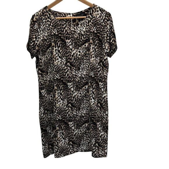 Rachel Zoe Womens Leopard Print Mini Dress Size 12 Brown White - Picture 1 of 6